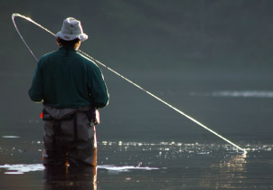 Man fishing in Southeast Alaska 